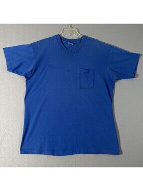 Vtg 90s BVD Selvedge Pocket Tee Sz XL Blue Single Stitch Made In USA (Stains)